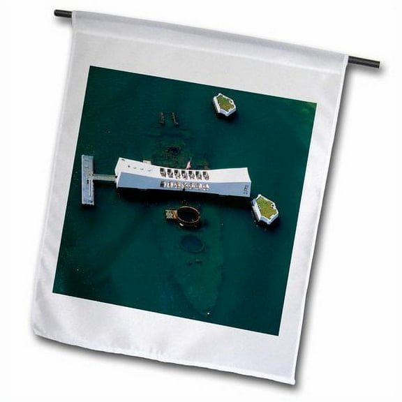 3dRose, WWII Arizona Memorial, Pearl Harbor, Hawaii, - US12 DPB0111 - Douglas Peebles, 12 x 18 inch Garden Flag