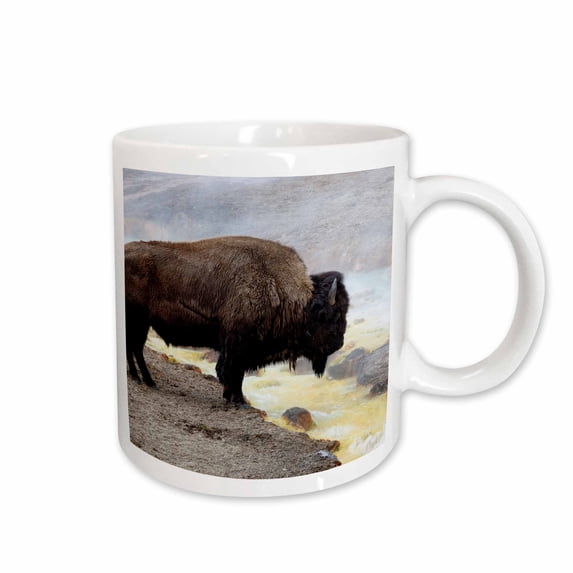 3drose, Wy, Yellowstone Np, Midway Geyser Basin. American Bison., 11oz Mug