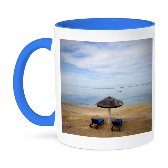 3dRose, Warwick Fiji Resort and Spa, Travel, Fiji - OC01 DPB0248 - Douglas Peebles, 11oz Two-Tone Blue Mug