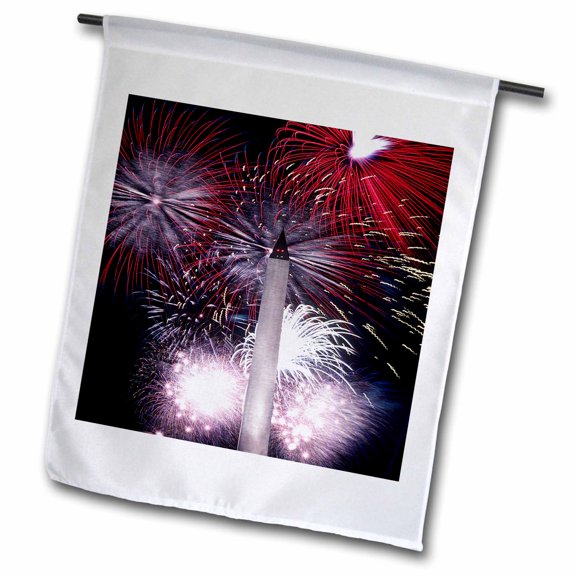 3dRose, Washington Monument Fireworks, 12 x 18 inch Garden Flag