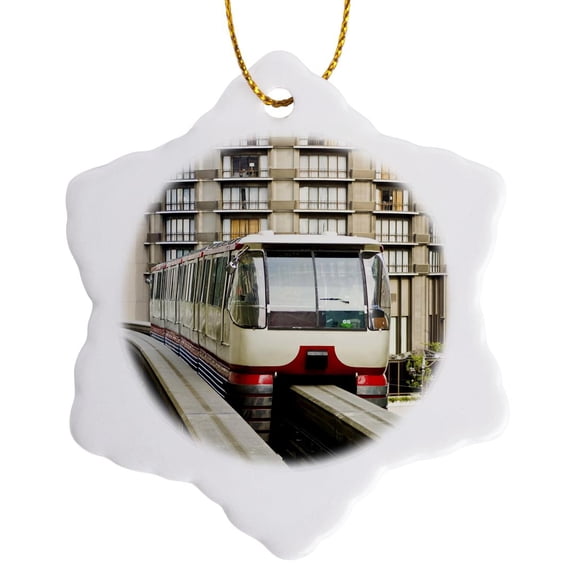 3drose, Washington, Seattle. Monorail, Emp, Seattle Center - Us48 Ccr0248 - Charles Crust, 3 inch Snowflake Porcelain Ornament