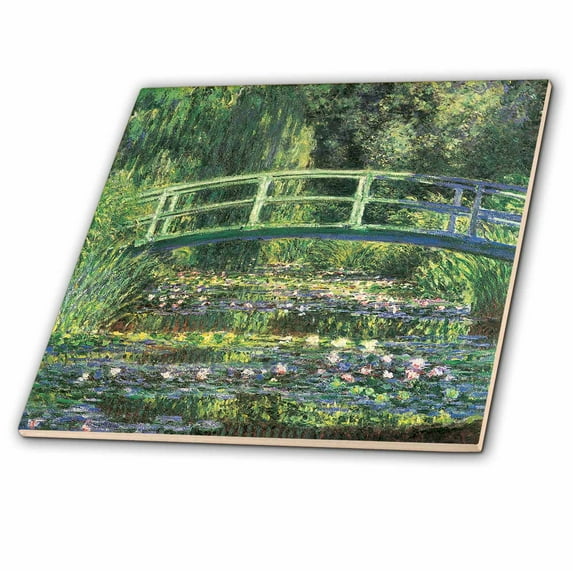 3dRose, Water Lilies and Japanese Bridge by Claude Monet 1899, 12 Inch Ceramic Tile