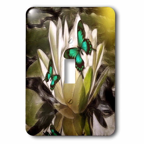3dRose, Water Lily Butterflies, single toggle switch
