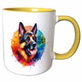 thumbnail image 1 of 3drose, Watercolor Portrait of a German Shepherd Dog, 11oz Two-tone Yellow Mug, 1 of 6