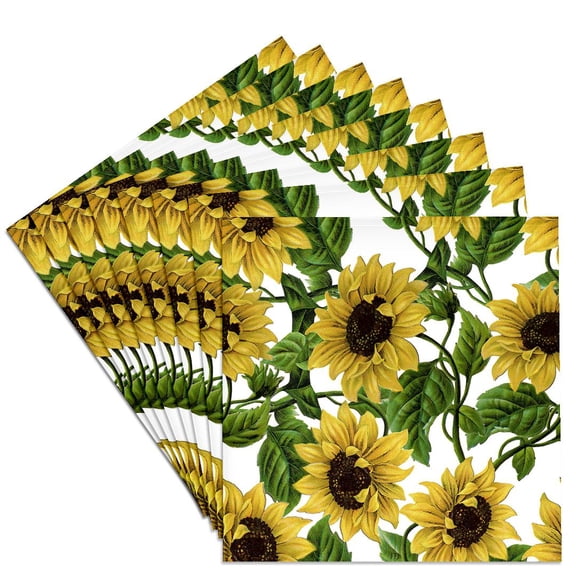 3dRose, Watercolor Retro Summer Sunflower Vintage Flower Pattern, Set of 8 Ceramic Tile Coasters
