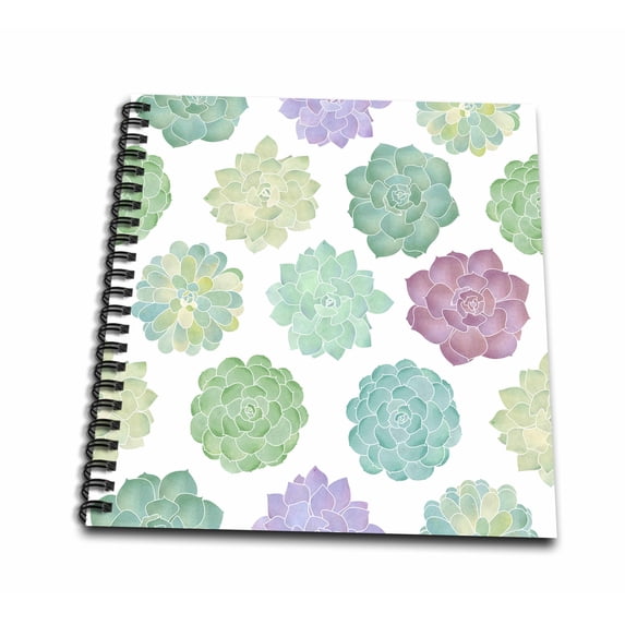 3dRose, Watercolor Succulents Pattern, Memory Book 12 x 12 inch