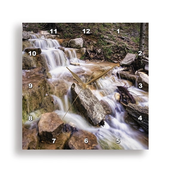 3dRose, Waterfall at Water Wheel Trail in Monte Sano State Park, 15x15 Wall Clock