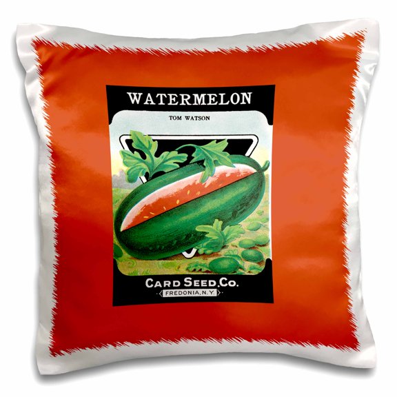 3dRose, Watermelon Tom Watson Vintage Seed Packet Reproduction, 16x16 inch Pillow Case