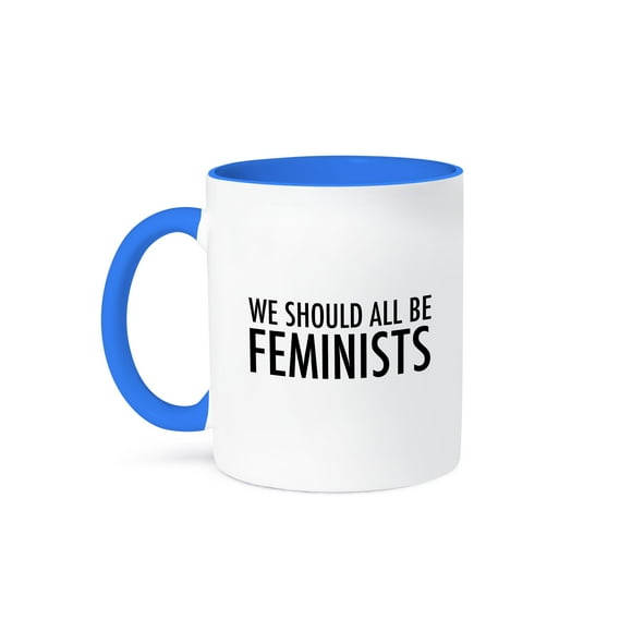 3dRose, We Should All Be Feminists, 15oz Two-Tone Blue Mug