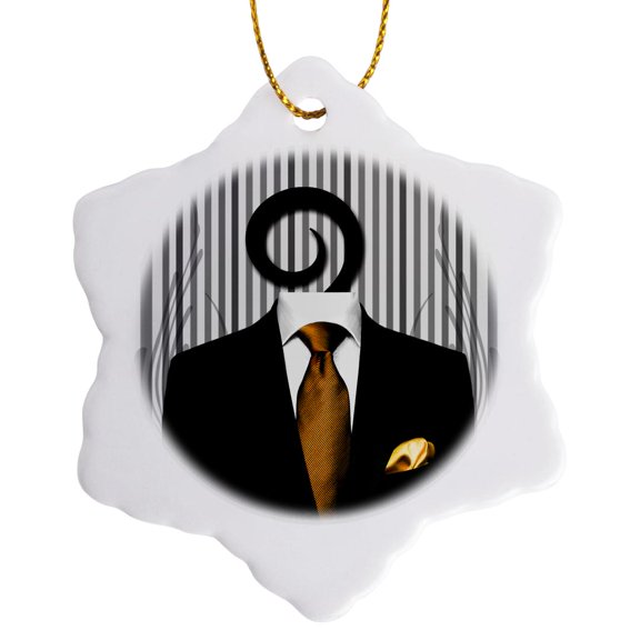 3drose, Wedding Mens Suit with Gold Tie for the Groom or Groomsman, 3 inch Snowflake Porcelain Ornament