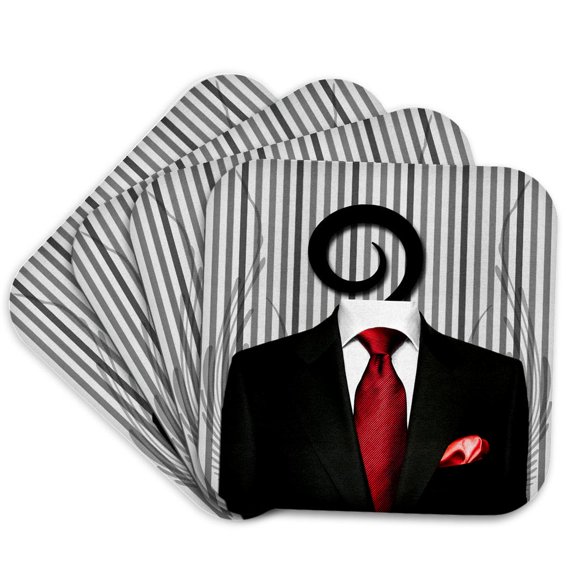 3dRose, Wedding Mens Suit with Red Tie for the Groom or Groomsman, Set of 4 Coasters - Soft