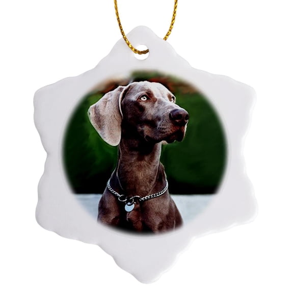 3drose, Weimaraner, 3 inch Snowflake Porcelain Ornament