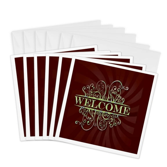 3drose, Welcome Home, Red, 6 Greeting Cards with Envelopes