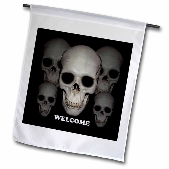 3dRose, Welcome Skull Friends, 12 x 18 inch Garden Flag