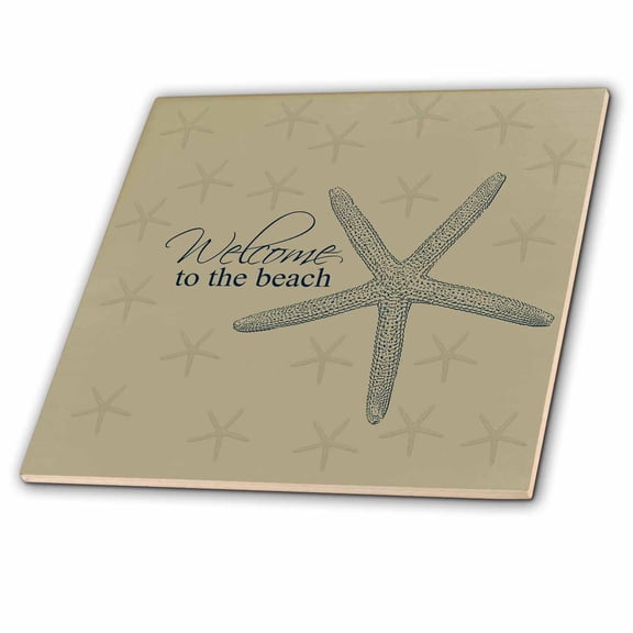 3dRose, Welcome to the Beach Starfish, 12 Inch Ceramic Tile