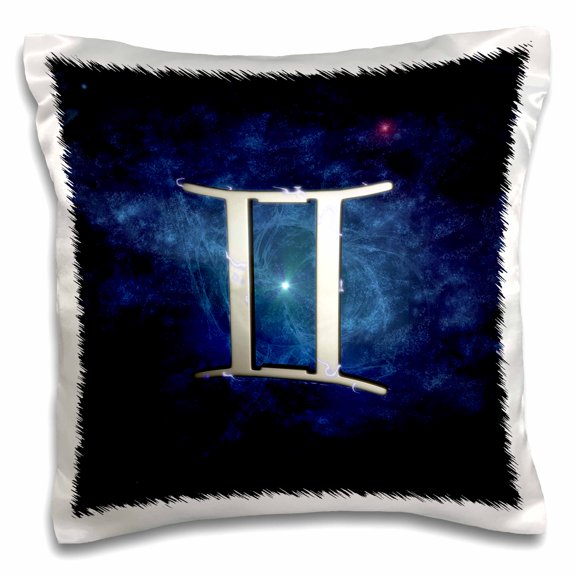 3dRose, Western astrology Gemini symbol with starry space background., 16x16 inch Pillow Case