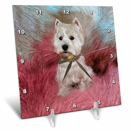 3dRose, Westie, 6x6 Desk Clock