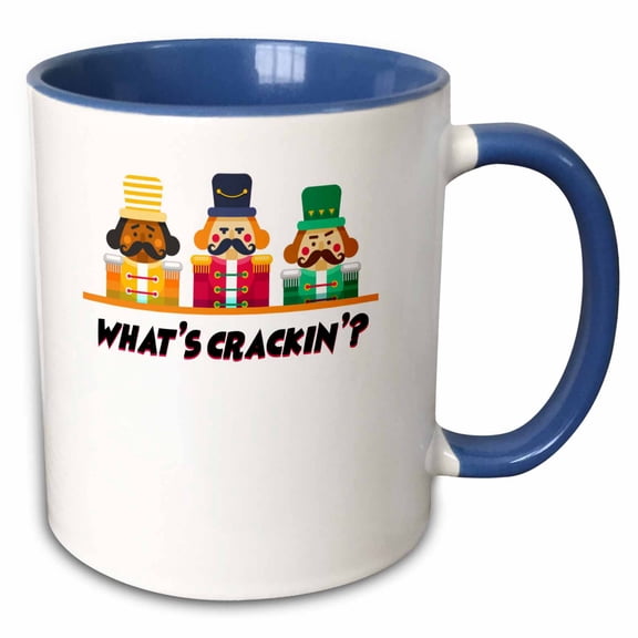 3drose, What Cracking Funny Trio of Nutcrackers Christmas, 11oz Two-tone Blue Mug