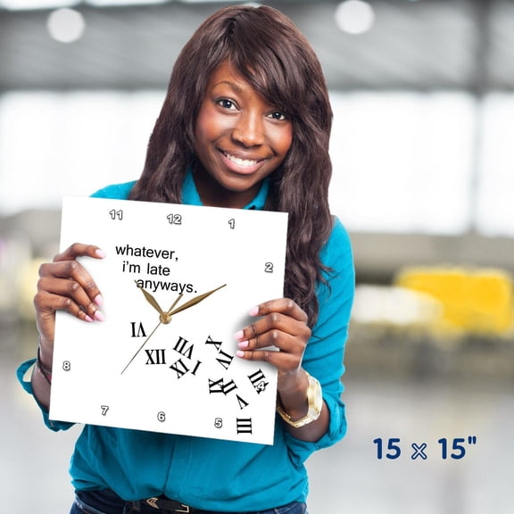 3dRose, Whatever, Im late anyways falling numbers, 15x15 Wall Clock