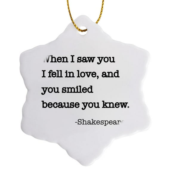 3drose, When I Saw You I Fell in Love and You Smiled Because You Knew, 3 inch Snowflake Porcelain Ornament
