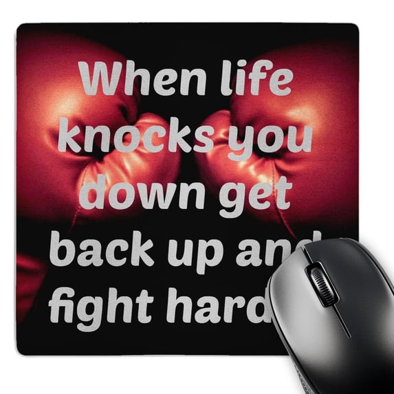 3dRose, When life knocks you down get back up and fight harder, boxing, MousePad