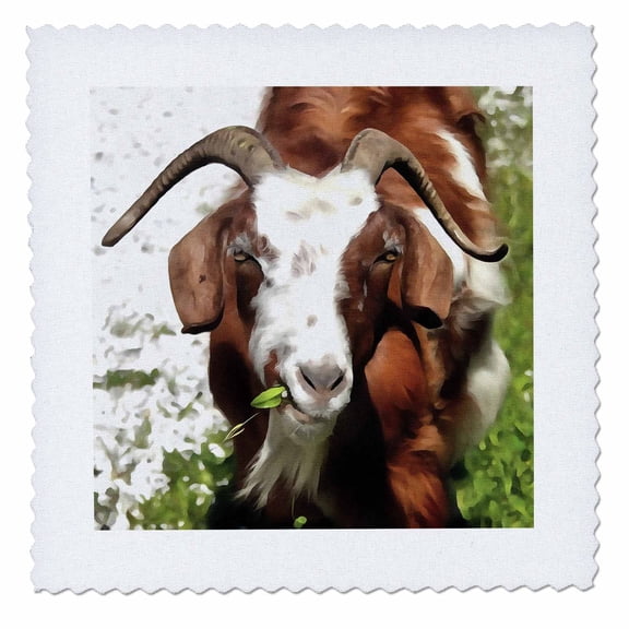 3dRose, Whimsical Portrait Horned Goat , 12x12 inch quilt square