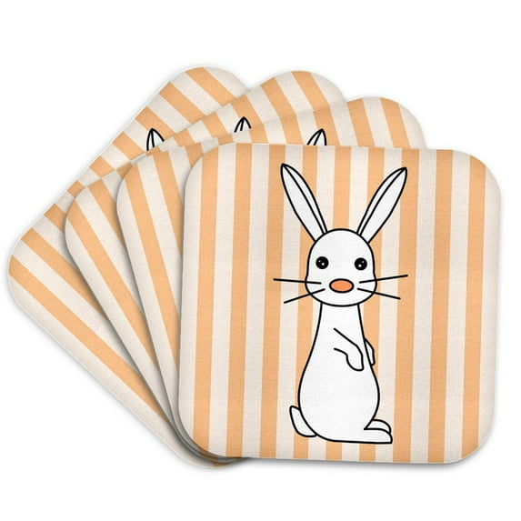 3drose, White Baby Rabbit, Set of 4 Coasters - Soft