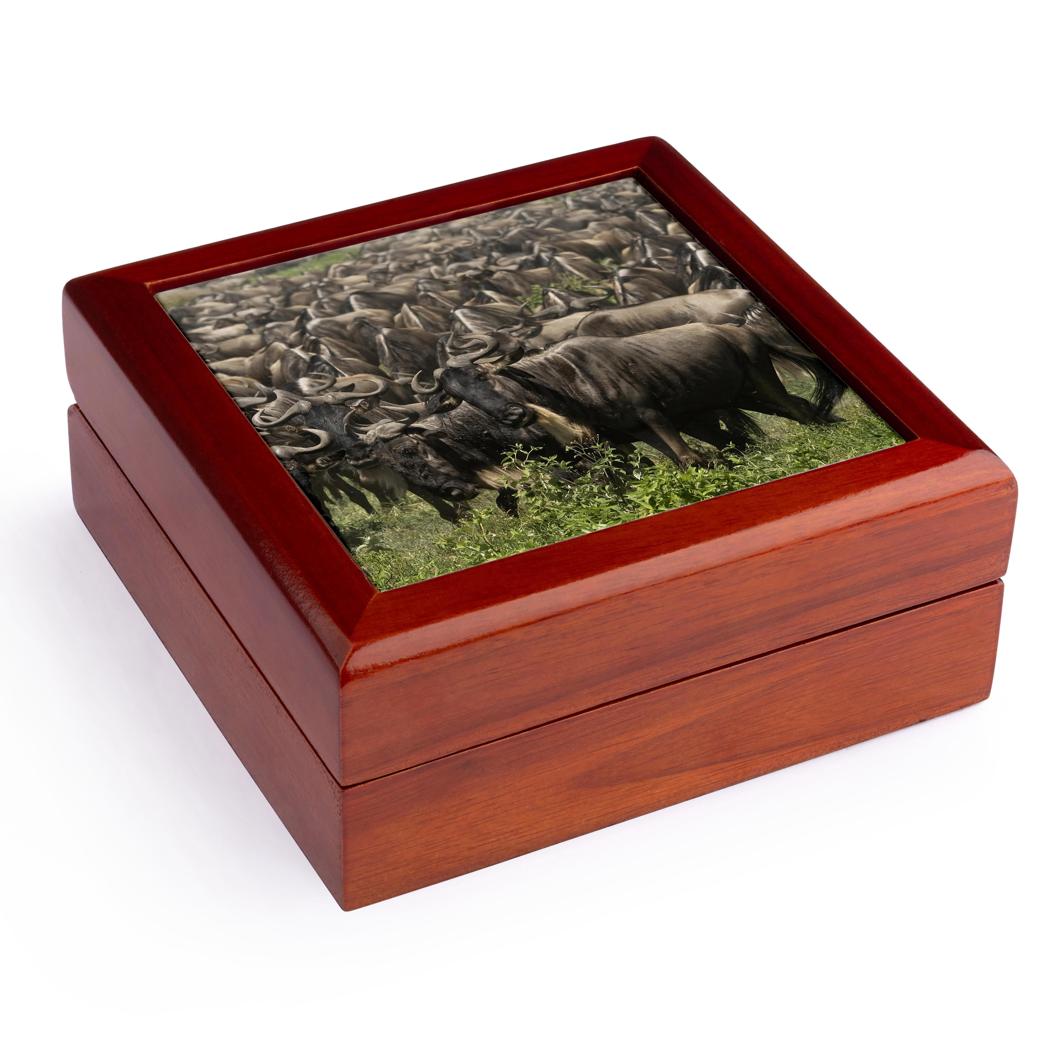 3dRose, White Bearded Wildebeest, Serengeti National Park, Tanzania, Africa, Jewelry Box 5.5x5.5 inch with 4 inch tile