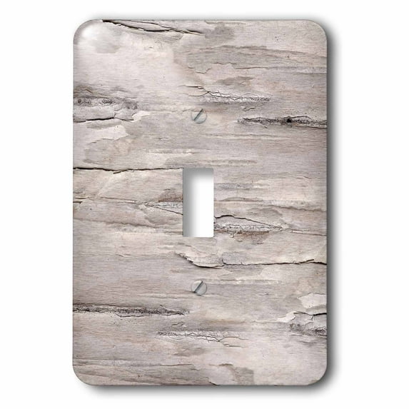 3dRose, White Distressed and Weathered Faux Printed Birch Wood Effect, single toggle switch