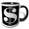 thumbnail image 1 of 3drose, White Dollar Sign Against a Black Background, 11oz Two-tone Black Mug, 1 of 6
