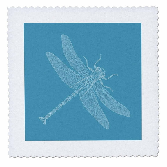 3dRose, White Dragonfly, 14x14 inch quilt square