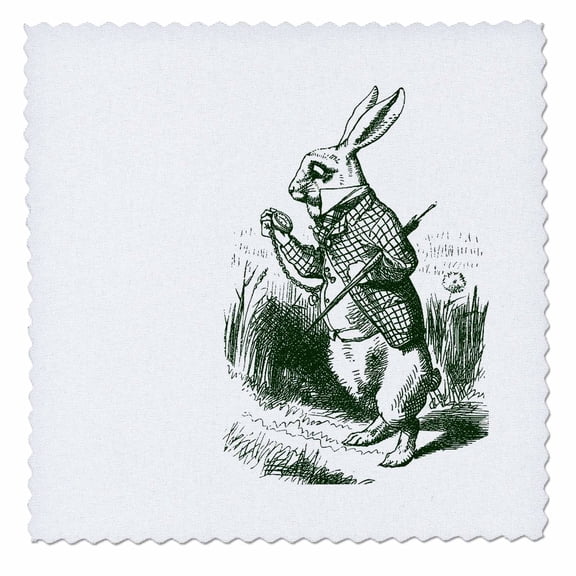 3dRose, White Rabbit Late from Alice in Wonderland, 12x12 inch quilt square