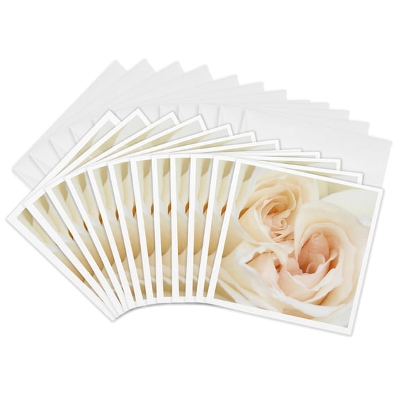 3drose, White Rose - Marriage, Wedding, Wedding Day, Save the Date, Engagement, Bridal Shower, Rose, 12 Greeting Cards with Envelopes