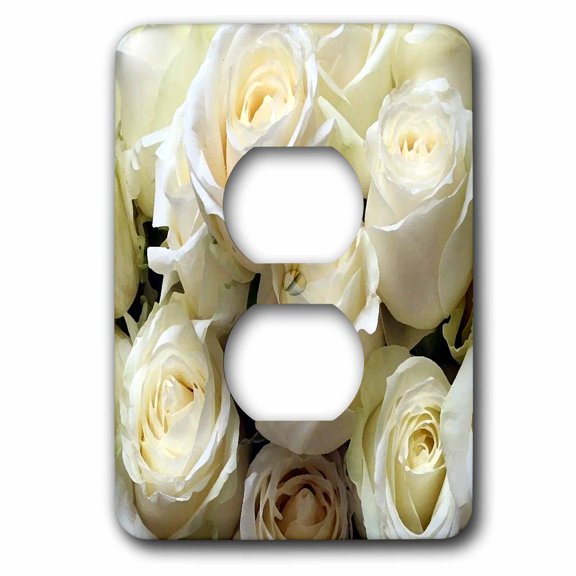 3dRose, White Roses, 2 plug outlet cover