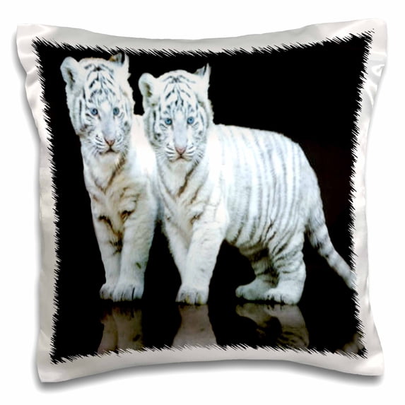 3dRose, White Tiger Cubs, 16x16 inch Pillow Case