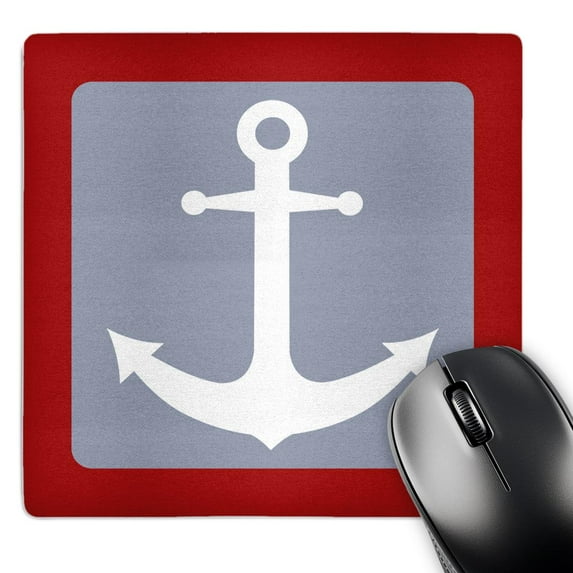 3dRose, White and Red Nautical Anchor Design, MousePad