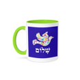 thumbnail image 1 of 3dRose, White floral dove of peace with Hebrew Shalom text - flowery - flowers - Jewish - Judaism, 11oz Two-Tone Green Mug, 1 of 7