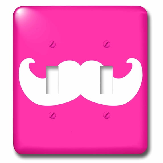 3dRose, White mustache on hot pink - Ironic hipster moustache - Humorous - Fun - Whimsical - Silly - Funny, double toggle switch