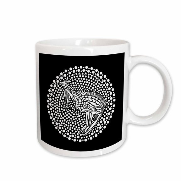 3drose, White on Black Australian Kangaroo Design, 11oz Mug