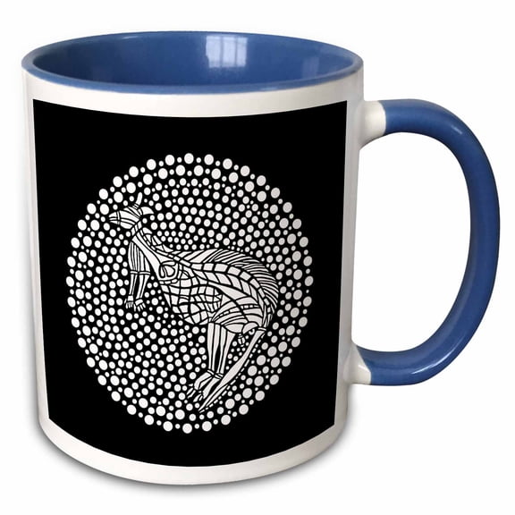 3drose, White on Black Australian Kangaroo Design, 15oz Two-tone Blue Mug