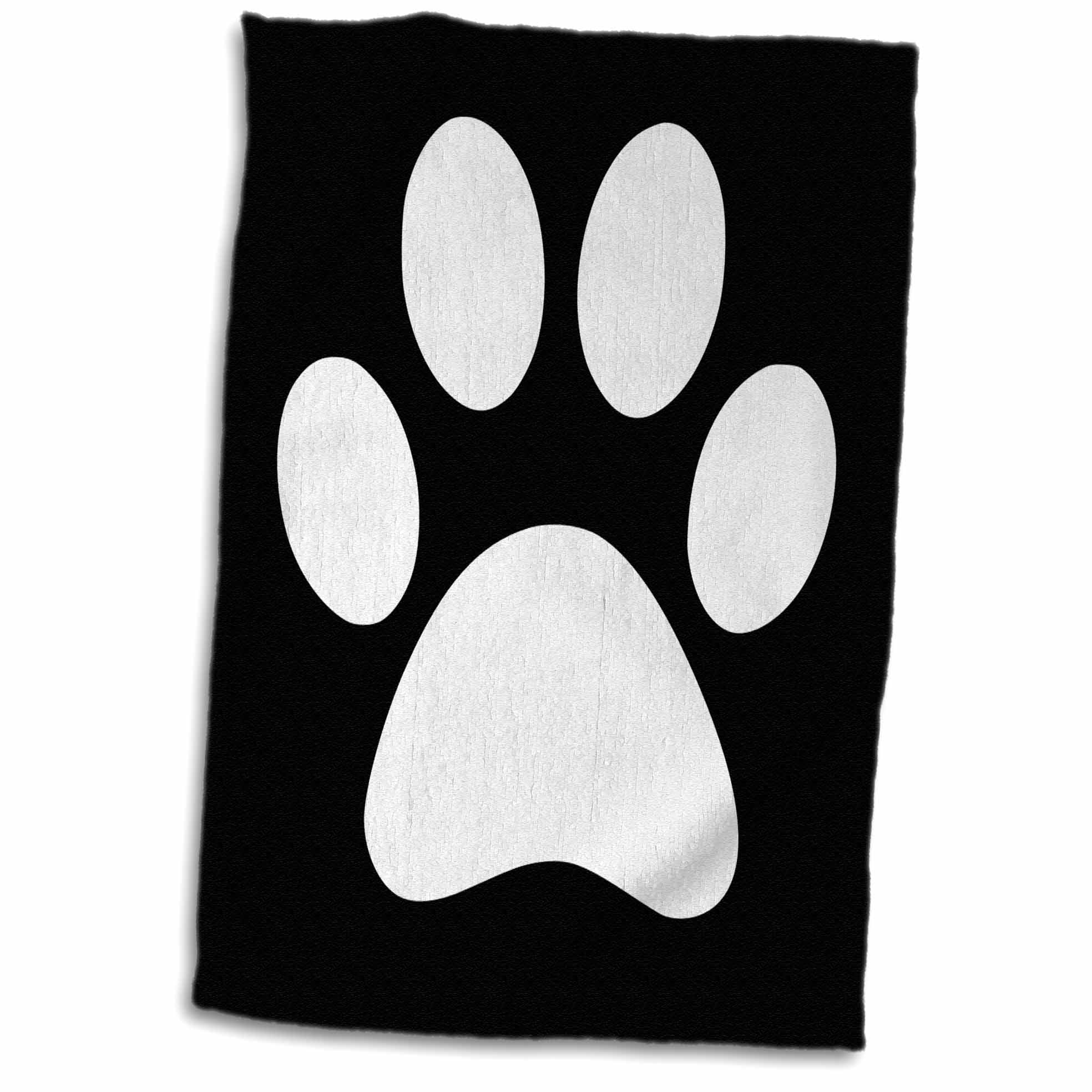 3dRose White paw print on black - animal pawprint - cute cartoon animal ...