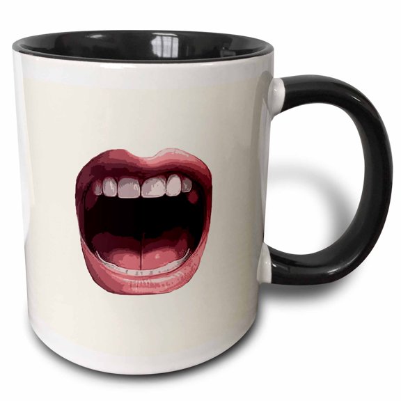 3drose, Wide Open Mouth Yelling or Singing, 11oz Two-tone Black Mug