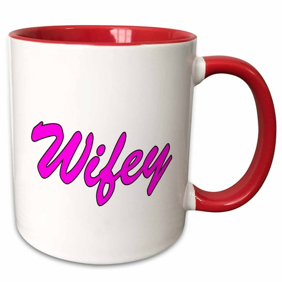 3drose, Wifey, Pink, 11oz Two-tone Red Mug