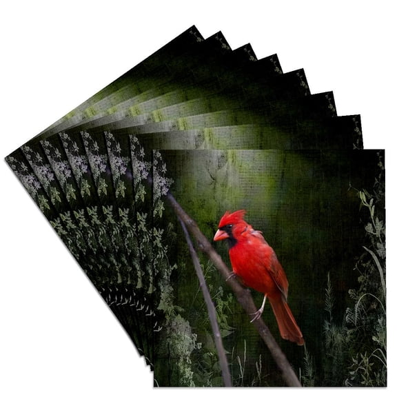 3dRose, Wild Brid - Cardinal Bird in Spring - Art Home Decor, Set of 8 Ceramic Tile Coasters