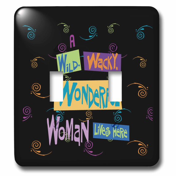 3dRose, Wild Wacky Wonderful Woman, double toggle switch