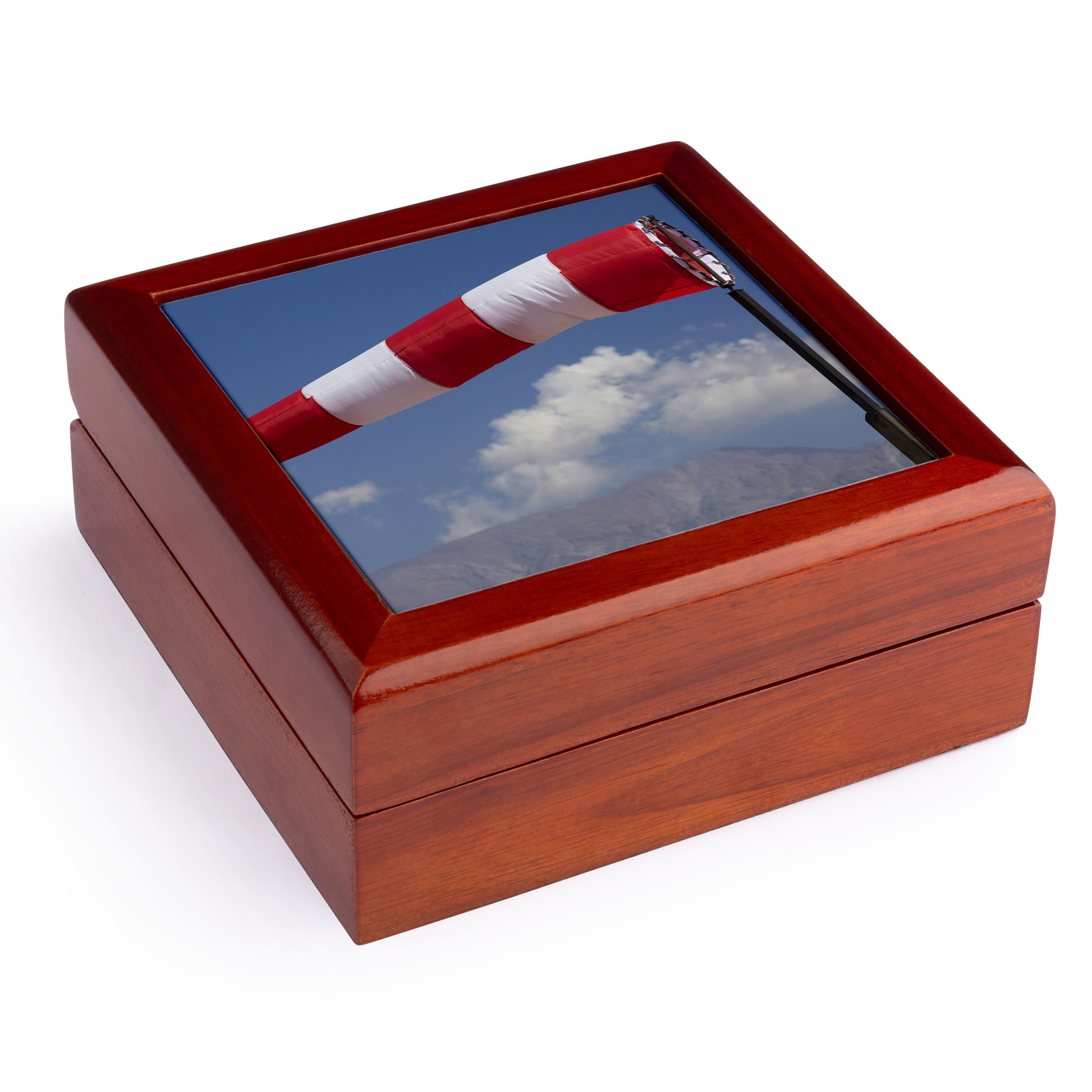 3dRose, Wind Sock, Aviation, Vitacura Airport, Santiago, Chile - SA05 DWA0057 - David Wall, Jewelry Box 5.5x5.5 inch with 4 inch tile