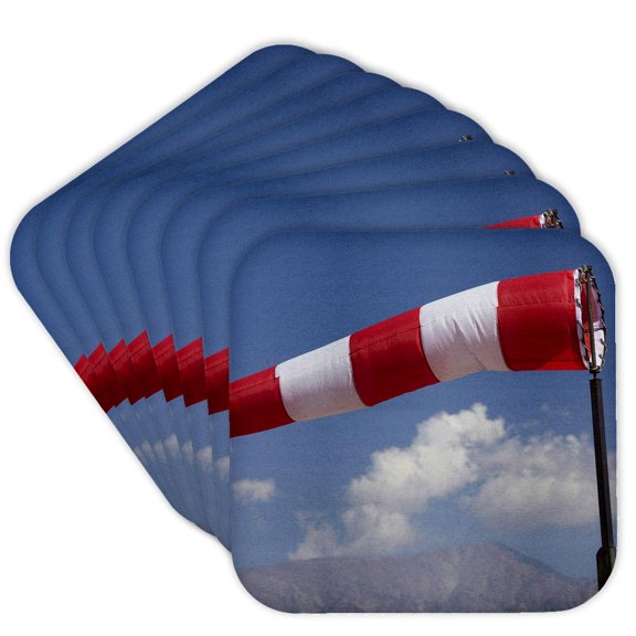 3dRose, Wind Sock, Aviation, Vitacura Airport, Santiago, Chile - SA05 DWA0057 - David Wall, Set of 8 Coasters - Soft