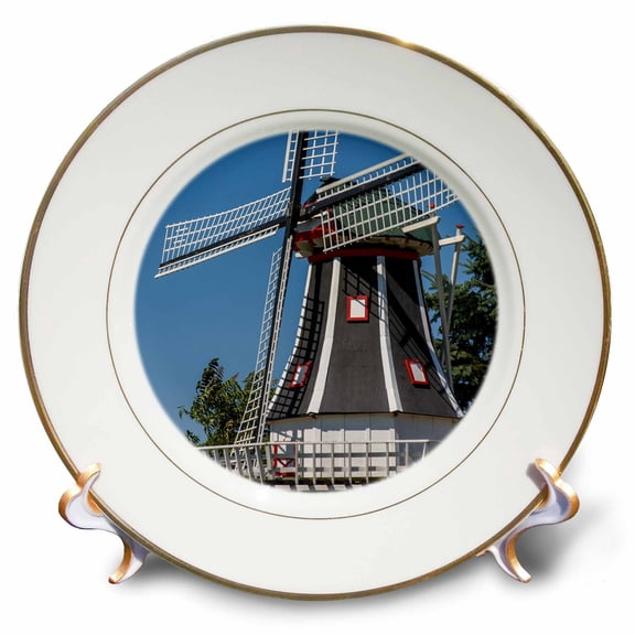 3dRose, Windmill at Nelis Dutch Village. Holland, Michigan, USA., 8 inch Porcelain Plate