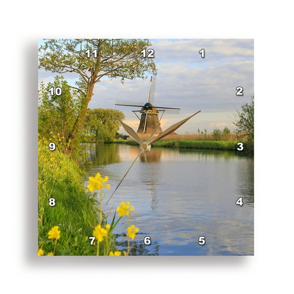 3dRose, Windmillas at Utrecht, Abcoude, Molenweg. Netherlands., 15x15 Wall Clock