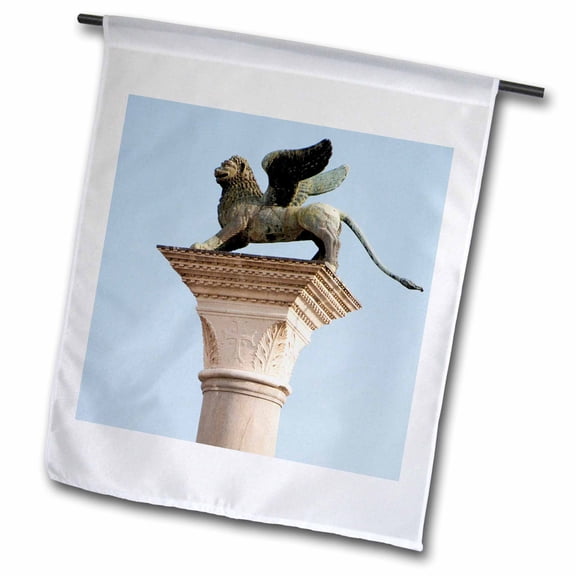3dRose, Winged lion statue, Saint Mark, Piazzetta, Venice. Italy - EU16 PRI0186 - Prisma, 12 x 18 inch Garden Flag